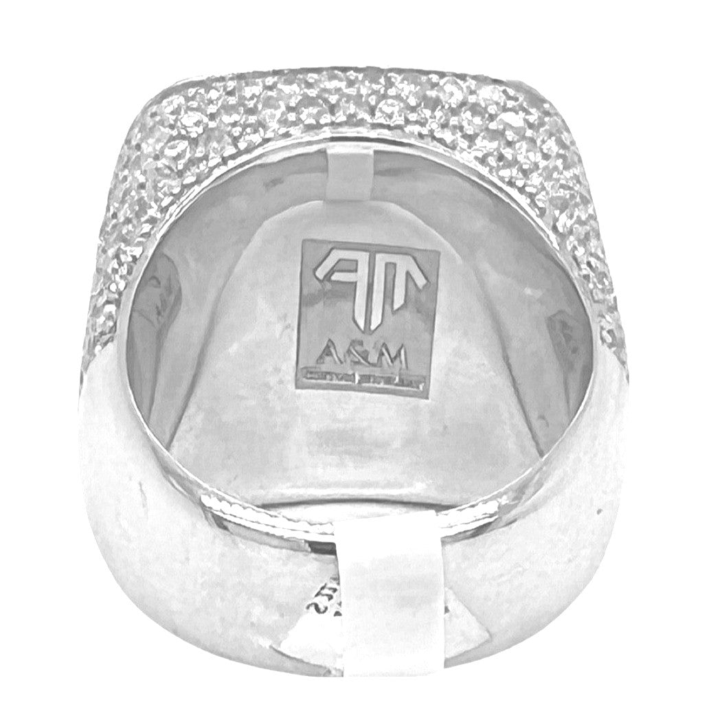 Mens 10K White Gold 22MM Square Shape Pinky VS Diamond Ring 6.48 CT
