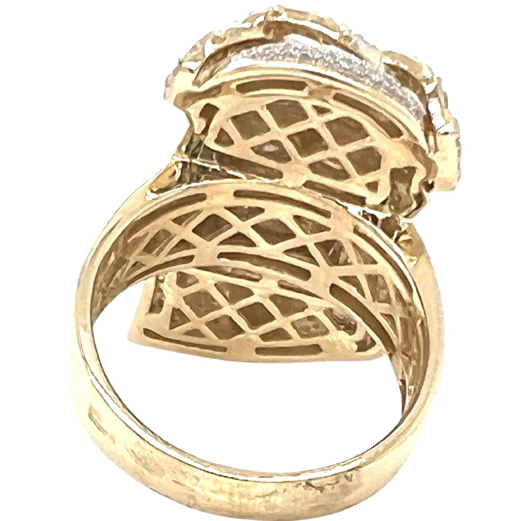 Mens 10K Yellow Gold 27.5MM Jesus Head Diamond Ring 0.85 CT
