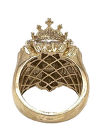 Mens 10K Yellow Gold 28MM King Lion Head Diamond Ring 0.50 CT