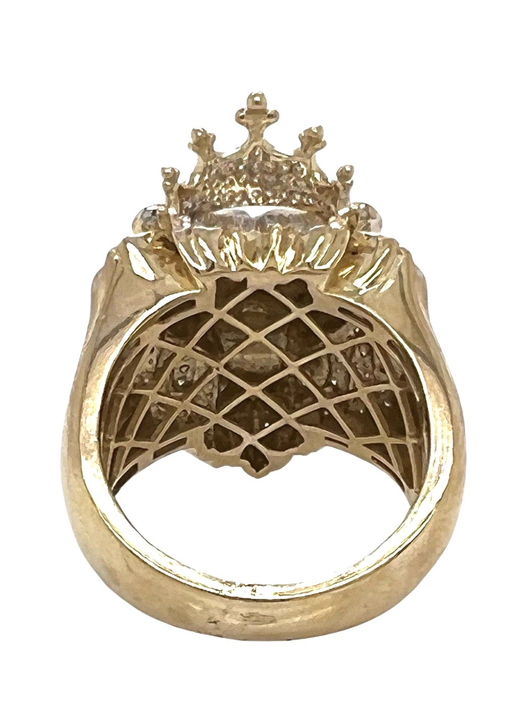 Mens 10K Yellow Gold 28MM King Lion Head Diamond Ring 0.50 CT