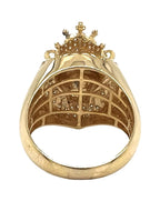 Mens 14K Yellow Gold 25MM King Lion Head Diamond Ring 0.65 CT