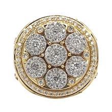 Load image into Gallery viewer, Mens 14K Yellow Gold 24MM 3D Cluster Nugget VS Diamond Ring 2.0 CT
