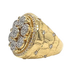 Mens 14K Yellow Gold 24MM 3D Cluster Nugget VS Diamond Ring 2.0 CT