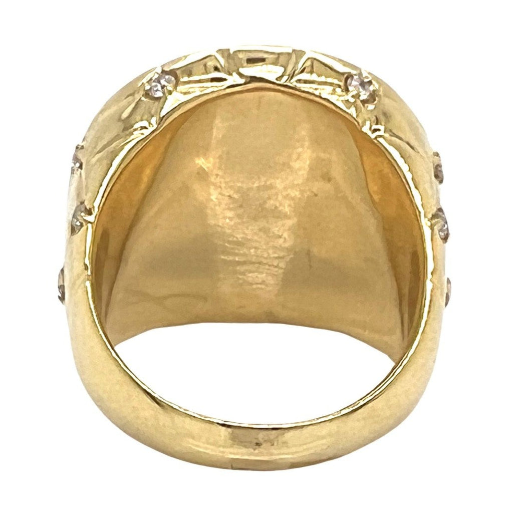 Mens 14K Yellow Gold 24MM 3D Cluster Nugget VS Diamond Ring 2.0 CT
