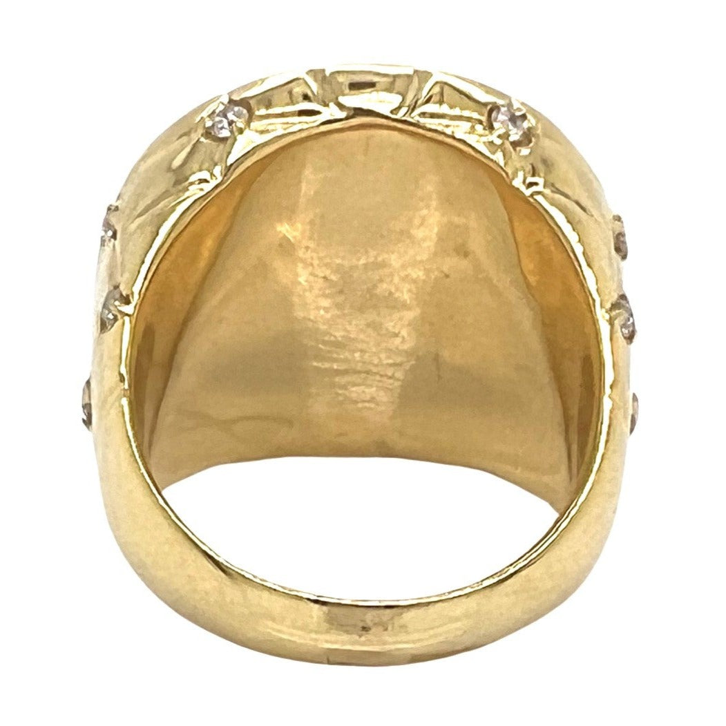 Mens 14K Yellow Gold 24MM 3D Cluster Nugget VS Diamond Ring 2.0 CT
