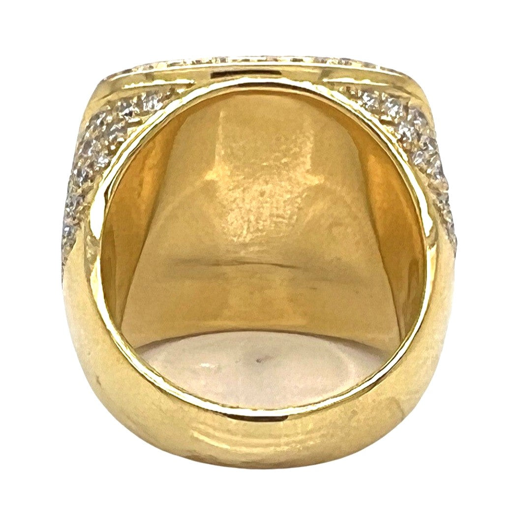 Mens 14K Yellow Gold 24MM 3D Championship Baguette VS Diamond Ring 6.15 CT