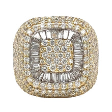 Load image into Gallery viewer, Mens 14K Yellow Gold 21.5MM 3D Square Baguette VS Diamond Ring 6.0 CT
