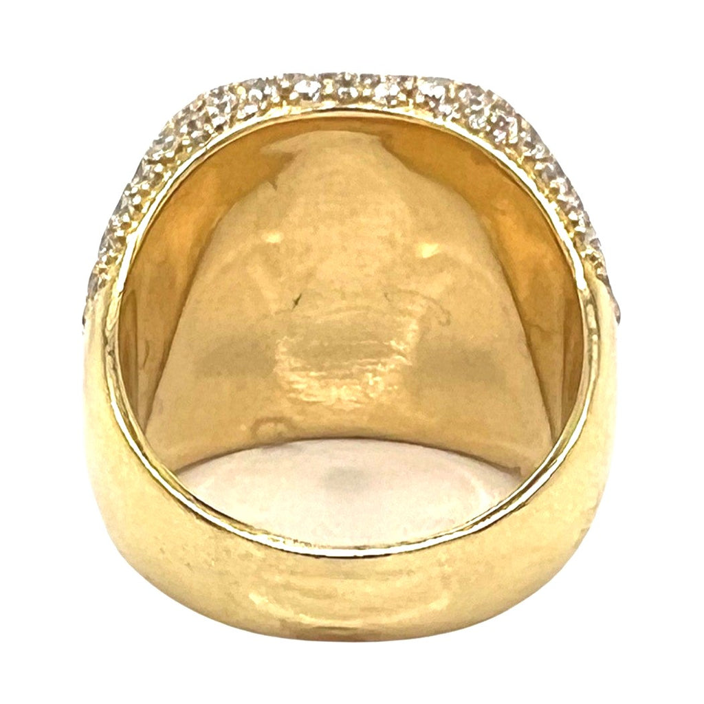 Mens 14K Yellow Gold 21.5MM 3D Square Baguette VS Diamond Ring 6.0 CT