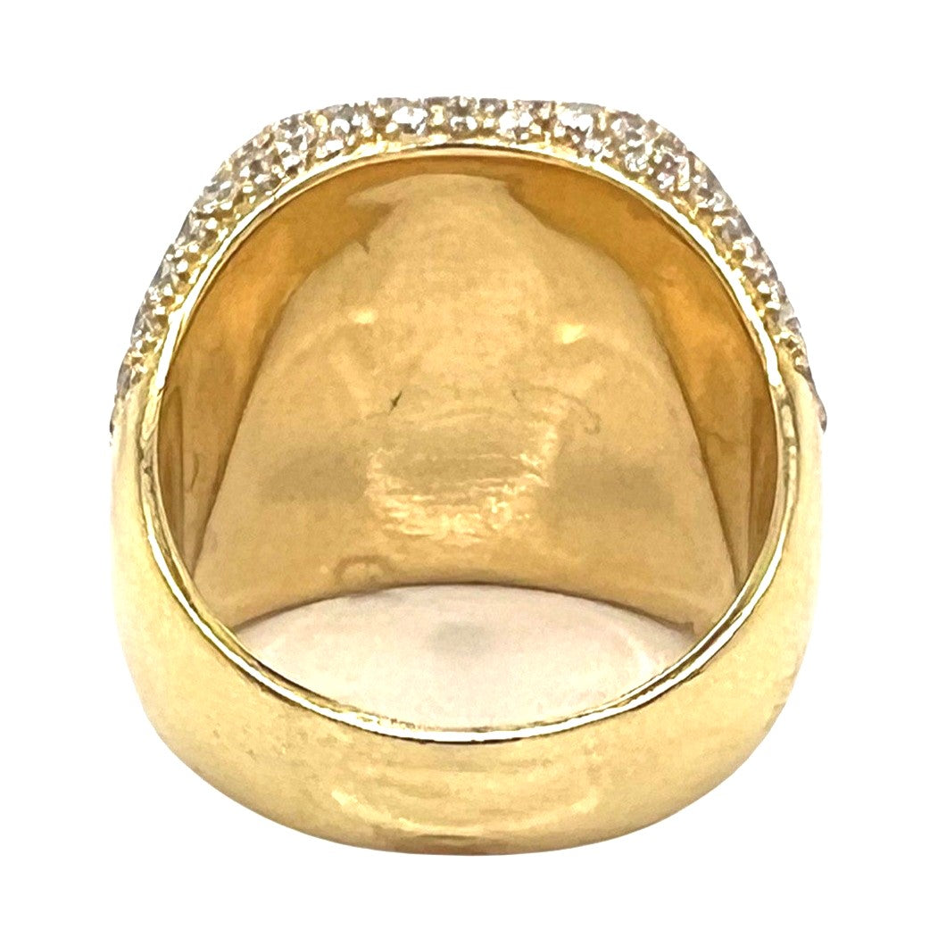 Mens 14K Yellow Gold 21.5MM 3D Square Baguette VS Diamond Ring 6.0 CT