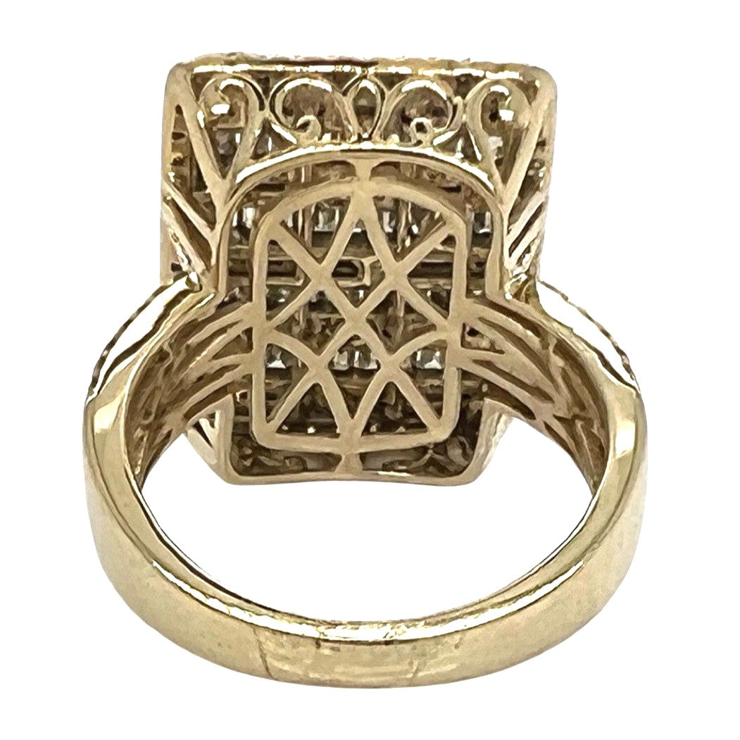 Mens 14K Yellow Gold 22.5MM Rectangular Baguette Diamond Ring 2.75 CT