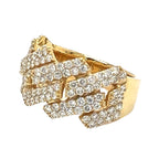 Mens 14K Yellow Gold 13MM Prong Miami Cuban VS Diamond Band Ring 2.45 CT