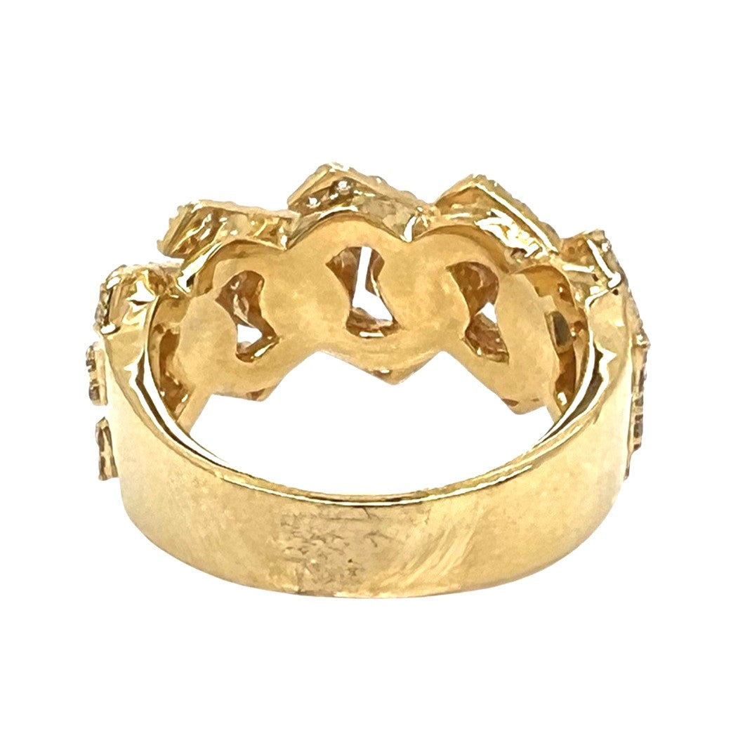 Mens 14K Yellow Gold 13MM Prong Miami Cuban VS Diamond Band Ring 2.45 CT