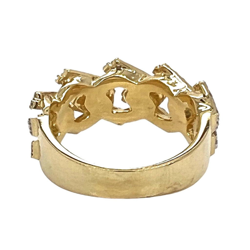 Mens 10K Yellow Gold 11.5MM Prong Miami Cuban VS Diamond Band Ring 1.3 CT