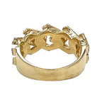 Mens 10K Yellow Gold 11.5MM Prong Miami Cuban VS Diamond Band Ring 1.3 CT
