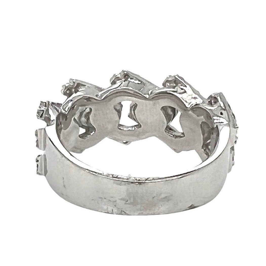 Mens 10K White Gold 11.5MM Prong Miami Cuban VS Diamond Band Ring 1.35 CT