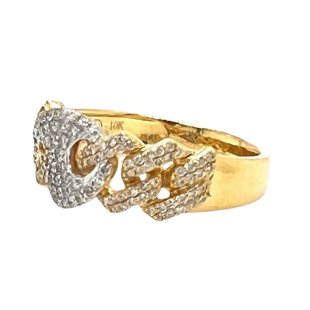 10K Two-Tone Gold 9MM Mariner Cuban Diamond Band Ring 0.60 CT