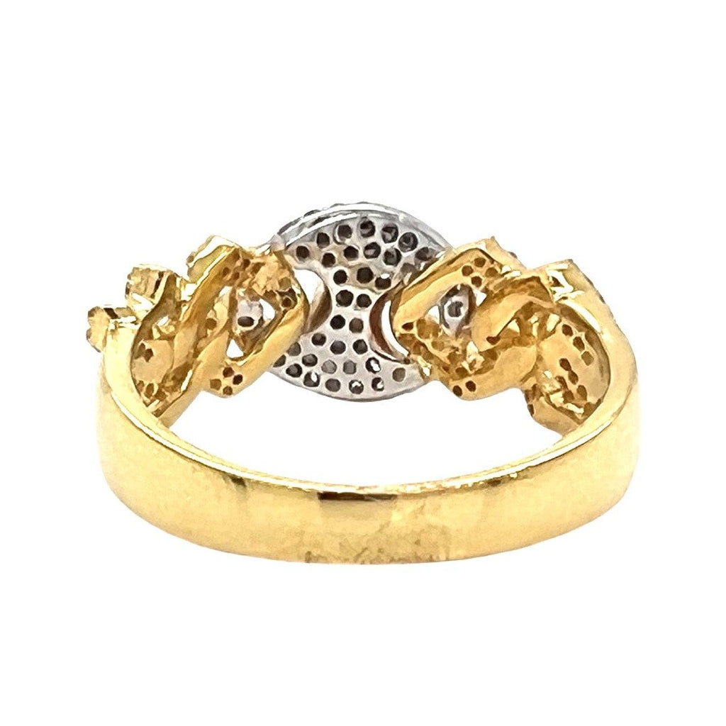 10K Two-Tone Gold 9MM Mariner Cuban Diamond Band Ring 0.60 CT