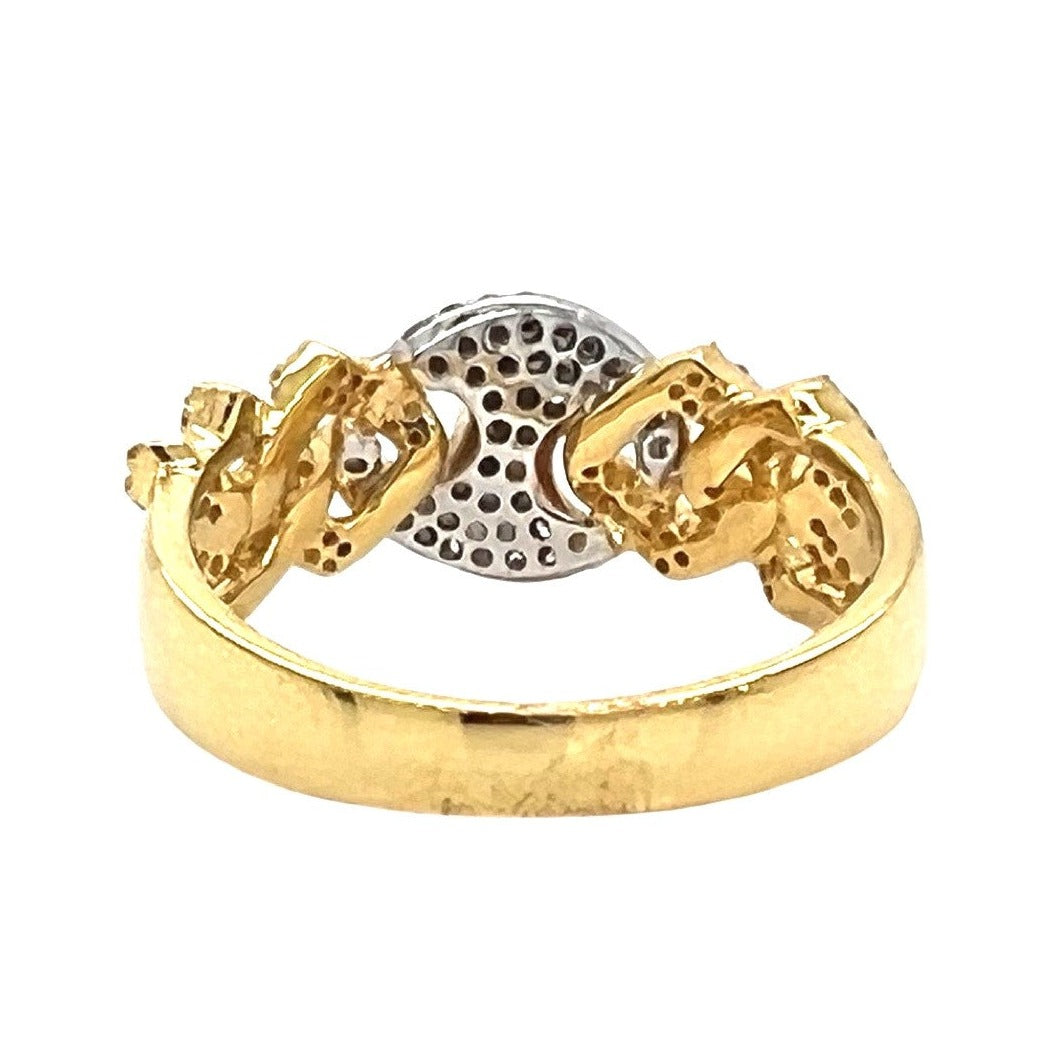 10K Two-Tone Gold 9MM Mariner Cuban Diamond Band Ring 0.60 CT