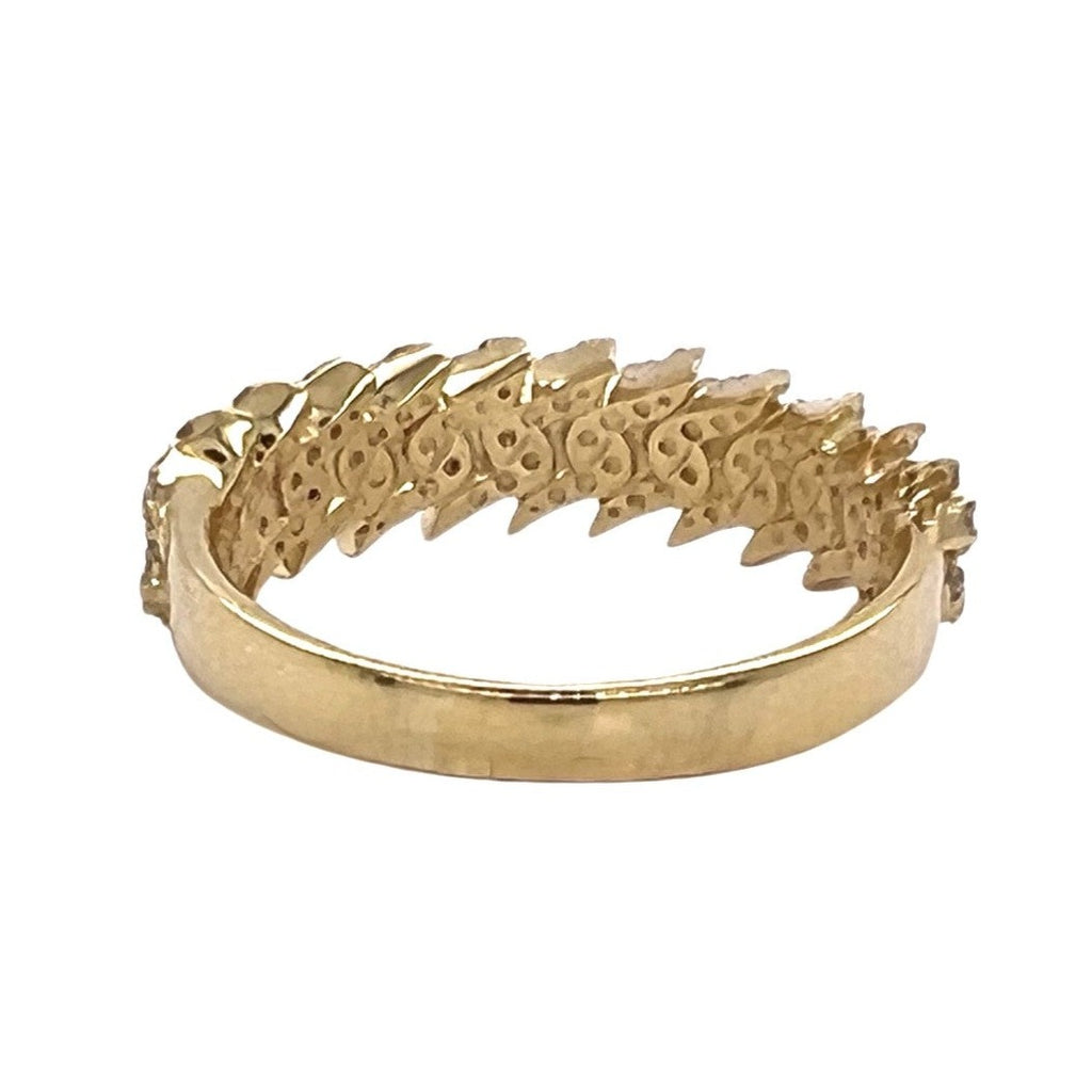 10K Yellow Gold 7MM Prong Miami Cuban Diamond Band Ring 0.75 CT