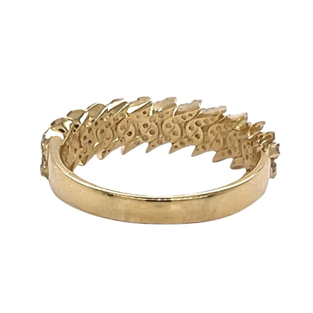 10K Yellow Gold 7MM Prong Miami Cuban Diamond Band Ring 0.75 CT