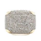Mens 10K Yellow Gold 16.5MM Dome Pinky Pave Diamond Ring 1.75 CT