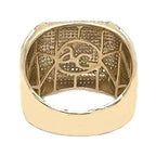 Mens 10K Yellow Gold 16.5MM Dome Pinky Pave Diamond Ring 1.75 CT