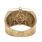 Mens 10K Yellow Gold 15.5MM 3D Statement Pave Diamond Ring 0.65 CT