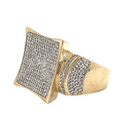 10K Yellow Gold 17MM Kite Top Pave Diamond Ring 0.80 CT