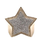 Mens 10K Yellow Gold 25MM 3D Super Star Pave Diamond Ring 0.55 CT
