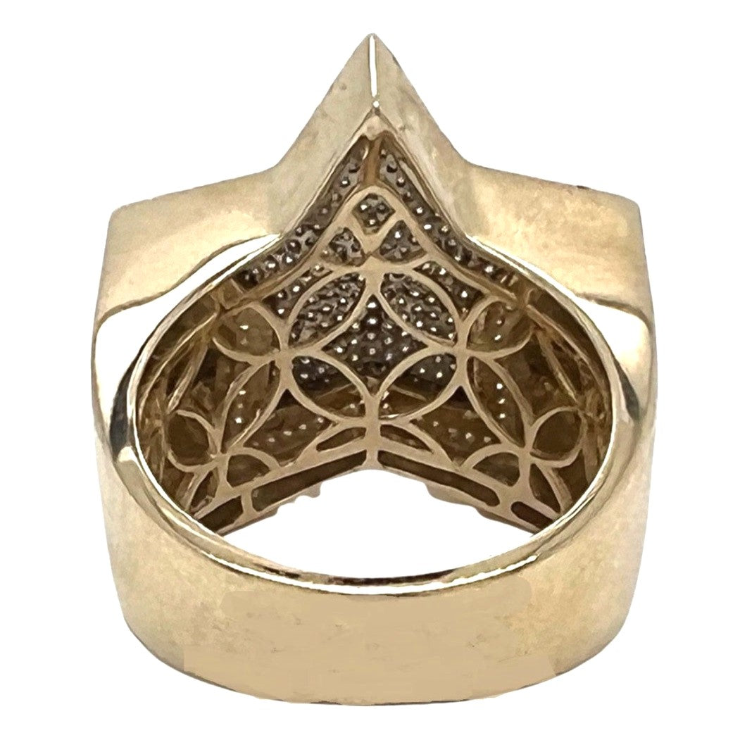 Mens 10K Yellow Gold 25MM 3D Super Star Pave Diamond Ring 0.55 CT