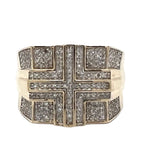 Mens 10K Yellow Gold 15MM Layered Cross Pave Diamond Ring 0.50 CT