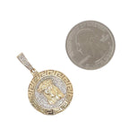 10K Yellow Gold Jesus Head Medallion Diamond Pendant 0.25 CT 1.35"