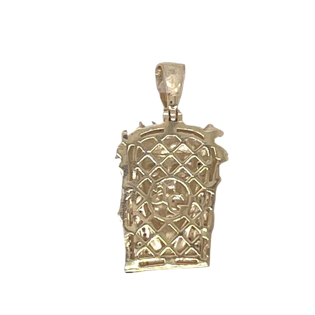 10K Yellow Gold Jesus Head Diamond Pendant 0.40 CT 1.35"