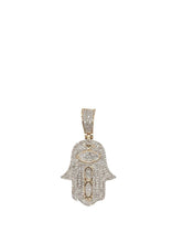 Load image into Gallery viewer, 10K Yellow Gold Evil Eye Hamsa Diamond Pendant 0.45 CT 1.25&quot;
