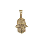 10K Yellow Gold Evil Eye Hamsa Diamond Pendant 0.45 CT 1.25"