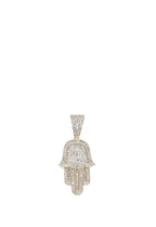 10K Yellow Gold Hamsa Diamond Pendant 0.40 CT 1.2"