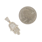 10K Yellow Gold Hamsa Diamond Pendant 0.40 CT 1.2"