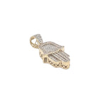 10K Yellow Gold Hamsa Diamond Pendant 0.40 CT 1.2"
