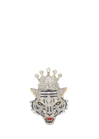 10K Yellow Gold Crown Tiger Head Diamond Pendant 0.80 CT 1.25"