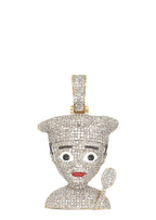 10K Yellow Gold Chef Head with Spoon Emoji Diamond Pendant 1.7 CT 1.65"