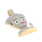 10K Yellow Gold Chef Head with Spoon Emoji Diamond Pendant 1.7 CT 1.65"