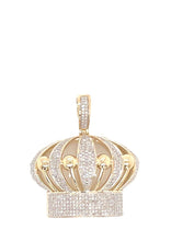 Load image into Gallery viewer, 10K Yellow Gold Royal Crown King Diamond Pendant 0.90 CT 1.5&quot;
