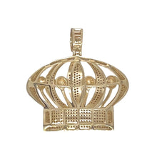 Load image into Gallery viewer, 10K Yellow Gold Royal Crown King Diamond Pendant 0.90 CT 1.5&quot;
