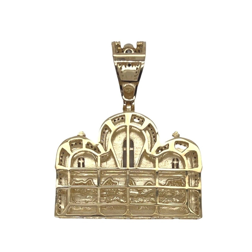 10K Yellow Gold Last Supper Diamond Pendant 0.25 CT 1.5"