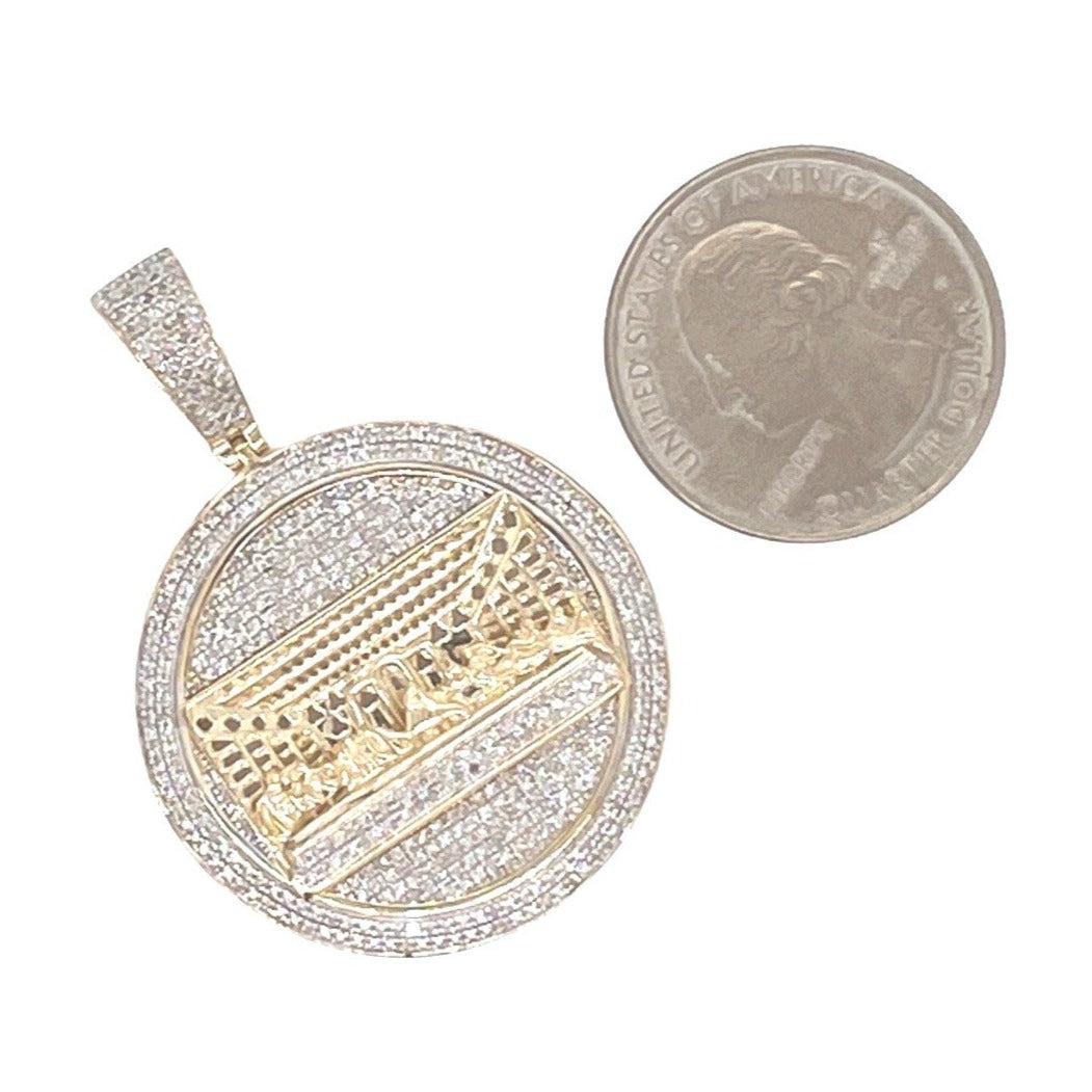 10K Yellow Gold Last Supper Medallion Diamond Pendant 1.0 CT 1.75"
