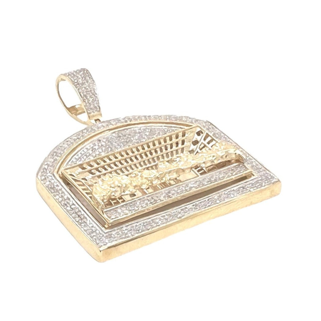 10K Yellow Gold Last Supper Diamond Pendant 1.15 CT 1.75"