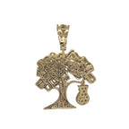 10K Yellow Gold Dollar Tree with Money Bag Diamond Pendant 0.65 CT 1.35"
