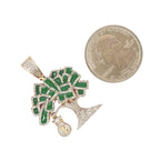 10K Yellow Gold Dollar Tree with Money Bag Diamond Pendant 0.65 CT 1.35"