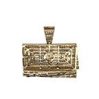 10K Yellow Gold Hundred Dollar $100 Stack Diamond Pendant 1.15 CT 1.15"