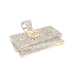 10K Yellow Gold Hundred Dollar $100 Stack Diamond Pendant 1.15 CT 1.15"